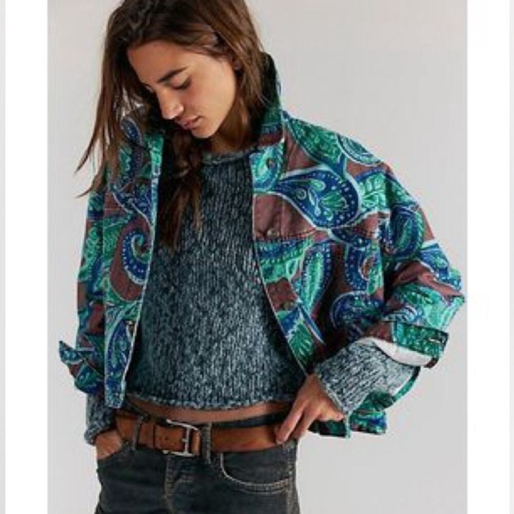 Free People Opal Swing Jacquard Paisley Print Jacket